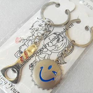 Zinc Alloy keyring Jewelry Chains, width:26mm, Length Approx:9.5cm, Sold by Pair