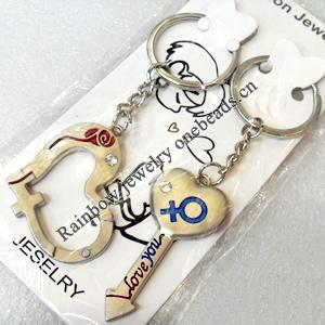 Zinc Alloy keyring Jewelry Chains, width:35mm, Length Approx:9.5cm, Sold by Pair