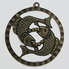 Iron Jewelry Finding Pendants Lead-free, 52x48mm Hole:2mm, Sold by Bag