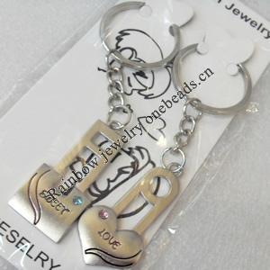 Zinc Alloy keyring Jewelry Chains, width:18mm, Length Approx:10cm, Sold by Pair