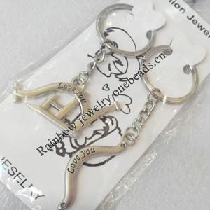 Zinc Alloy keyring Jewelry Chains, width:42mm, Length Approx:9.5cm, Sold by Pair