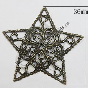 Iron Jewelry Finding Connectors Lead-free, Star 36mm, Sold by Bag