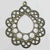 Iron Jewelry Finding Pendants Lead-free, Flower 42x35mm Hole:2.5mm, Sold by Bag