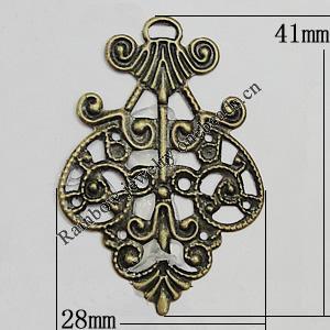 Iron Jewelry Finding Pendants Lead-free, Flower 41x28mm, Sold by Bag