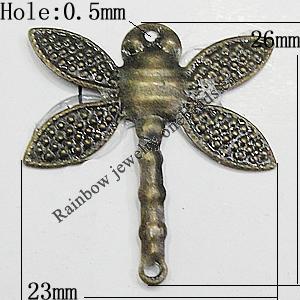Iron Jewelry Finding Connectors Lead-free, Butterfly 26x23mm Hole:0.5mm, Sold by Bag