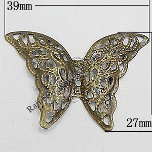 Iron Jewelry Finding Connectors Lead-free, Butterfly 27x39mm, Sold by Bag