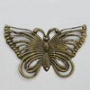 Iron Jewelry Finding Connectors Lead-free, Butterfly 44x26mm, Sold by Bag