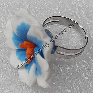 Fimo Rings, Flower 27mm, Sold by Group