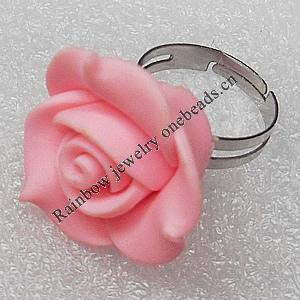 Fimo Rings, Flower 24mm, Sold by Group