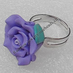 Fimo Rings, Flower 21mm, Sold by Group