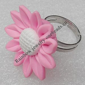 Fimo Rings, Flower 30mm, Sold by Group