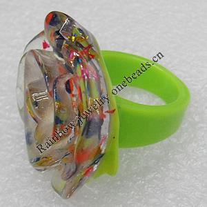 Resin Rings, Flower 34mm, Sold by Group