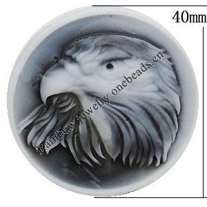 Cameos Resin Beads, Flat Round 40mm, Sold by Bag