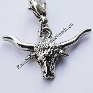 Zinc Alloy Charm/Pendants, Nickel-free & Lead-free, A Grade Animal Head 16x17mm Hole:2mm, Sold by PC