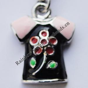 Zinc Alloy Enamel Pendant, Nickel-free & Lead-free, A Grade Clothes 19x14mm Hole:2mm, Sold by PC