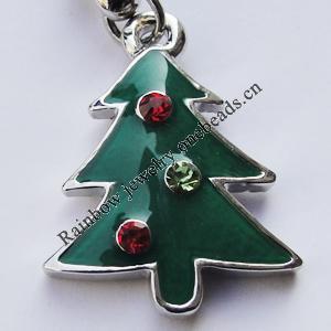 Zinc Alloy Enamel Charm/Pendant with Crystal, Nickel-free & Lead-free, A Grade Tree 20x16mm Hole:2mm, Sold by PC