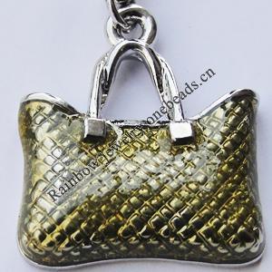 Zinc Alloy Enamel Pendant, Nickel-free & Lead-free, A Grade Handbag 22x19mm Hole:2mm, Sold by PC