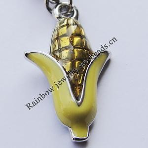 Zinc Alloy Enamel Pendant, Nickel-free & Lead-free, A Grade Corn 22x13mm Hole:2mm, Sold by PC