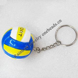 PU Leather Key Chain, Vollyball, width:40mm, Length Approx:10cm, Sold by PC