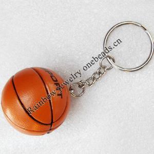 PU Leather Key Chain, Basketball, width:37mm, Length Approx:10cm, Sold by PC