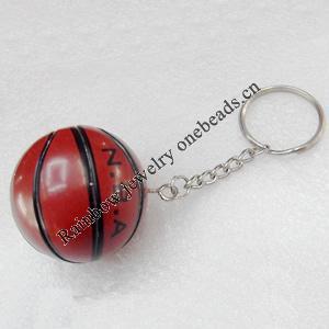 PU Leather Key Chain, Basketball, width:40mm, Length Approx:10cm, Sold by PC