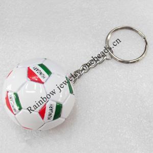 PU Leather Key Chain, Football, width:40mm, Length Approx:10cm, Sold by PC