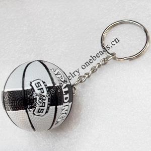 PU Leather Key Chain, Basketball, width:37mm, Length Approx:9.5cm, Sold by PC