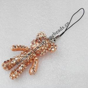 Mobile Telephone Chain, Bear, width:32mm, Length Approx:8.5cm, Sold by PC