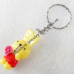 Key Chain, Resin Pendant, Rabbit, Pendant: about 16mm wide, Length Approx:9cm, Sold by PC