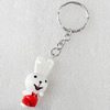 Key Chain, Resin Pendant, Rabbit, Pendant: about 17mm wide, Length Approx:8.8cm, Sold by PC