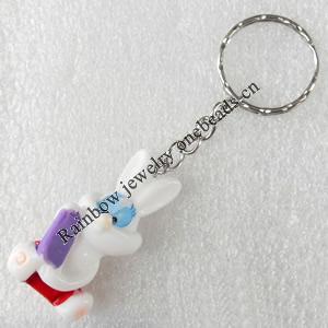 Key Chain, Resin Pendant, Rabbit, Pendant: about 20mm wide, Length Approx:8.5cm, Sold by PC