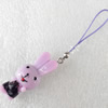 Mobile Decoration, Resin Pendant, Rabbit, Pendant: about 17mm wide, Length Approx:9.3cm, Sold by PC