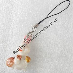Mobile Decoration, Resin Pendant, Rabbit, Pendant: about 23mm wide, Length Approx:10cm, Sold by PC