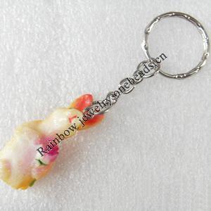 Key Chain, Resin Pendant, Rabbit, Pendant: about 15mm wide, Length Approx:8.2cm, Sold by PC
