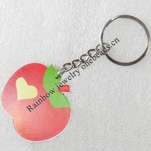 Key Chain, Wood Pendant, Apple, Pendant: about 45mm wide, Length Approx:10cm, Sold by PC