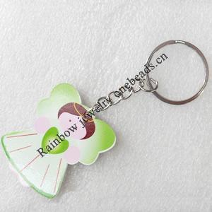 Key Chain, Wood Pendant, Pendant: about 38mm wide, Length Approx:10cm, Sold by PC