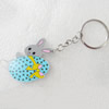 Key Chain, Wood Pendant, Rabbit, Pendant: about 45mm wide, Length Approx:10.5cm, Sold by PC