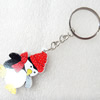 Key Chain, Wood Pendant, Snowman, Pendant: about 35mm wide, Length Approx:10cm, Sold by PC