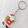 Key Chain, Wood Pendant, Santa Claus, Pendant: about 36mm wide, Length Approx:10.5cm, Sold by PC
