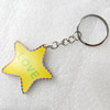 Key Chain, Wood Pendant, Star, Pendant: about 46mm wide, Length Approx:10cm, Sold by PC