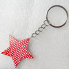 Key Chain, Wood Pendant, Star, Pendant: about 44mm wide, Length Approx:10cm, Sold by PC
