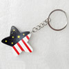 Key Chain, Wood Pendant, Star, Pendant: about 45mm wide, Length Approx:10cm, Sold by PC