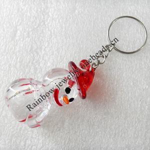 Key Chain, Acrylic Pendant, Snowman, Pendant: about 25mm wide, Length Approx:8.8cm, Sold by PC