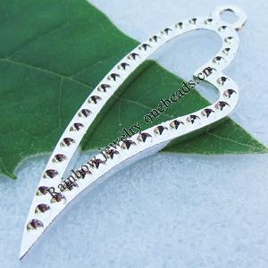 Zinc alloy Jewelry Pendant/Charm, Nickel-free & Lead-free A Grade 45x15mm, Sold by PC 