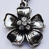 Zinc Alloy Charm/Pendant with Crystal, Nickel-free & Lead-free, A Grade  Flower 20x17mm Hole:2mm, Sold by PC  