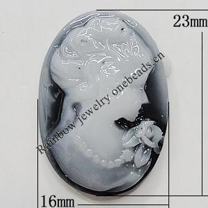 Cameos Resin Beads, Flat Oval 23x16mm, Sold by Bag