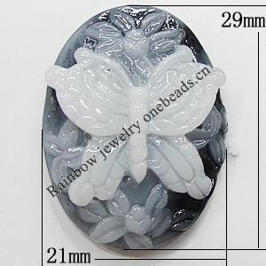 Cameos Resin Beads, Flat Oval 29x21mm, Sold by Bag