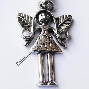 Zinc Alloy Charm/Pendants, Nickel-free & Lead-free, A Grade  Girl 26x17mm Hole:2mm, Sold by PC