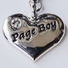 Zinc Alloy Charm/Pendant with Crystal, Nickel-free & Lead-free, A Grade  Heart 18x19mm Hole:2mm, Sold by PC  