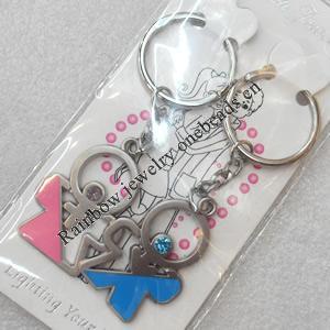 Zinc Alloy keyring Jewelry Chains, width:30mm, Length Approx:9cm, Sold by Dozen